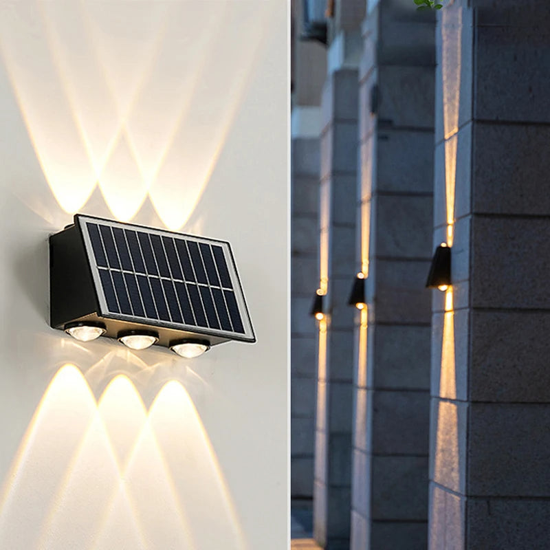 APLIQUE SOLAR BIDIRECCIONAL 6 LEDS LUZ CALIDA X 2 UNIDADES
