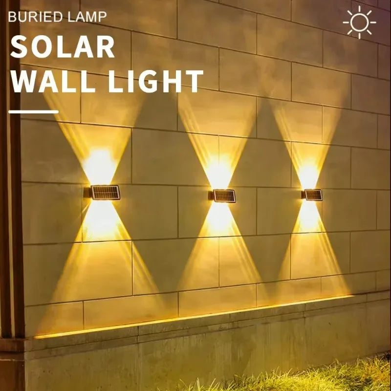 APLIQUE SOLAR BIDIRECCIONAL 6 LEDS LUZ CALIDA X 2 UNIDADES
