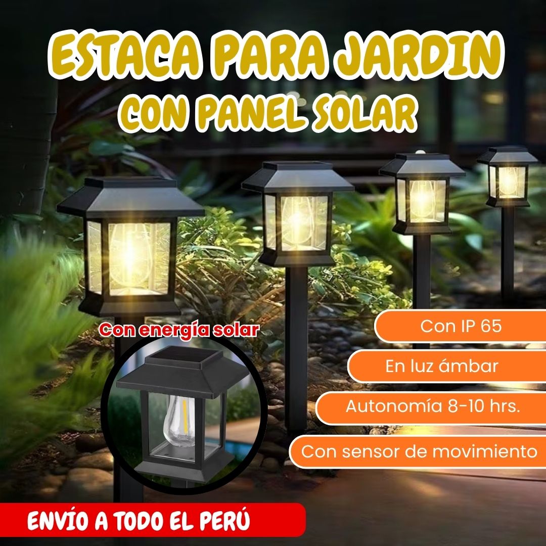 ESTACA PARA JARDIN CON PANEL SOLAR