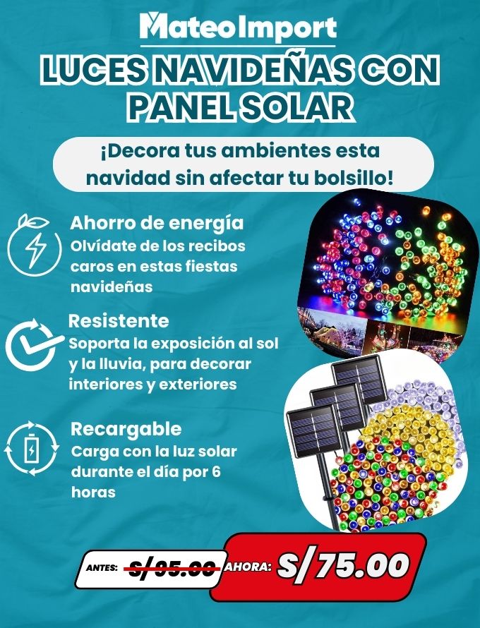 LUCES NAVIDEÑAS CON PANEL SOLAR 200 LED