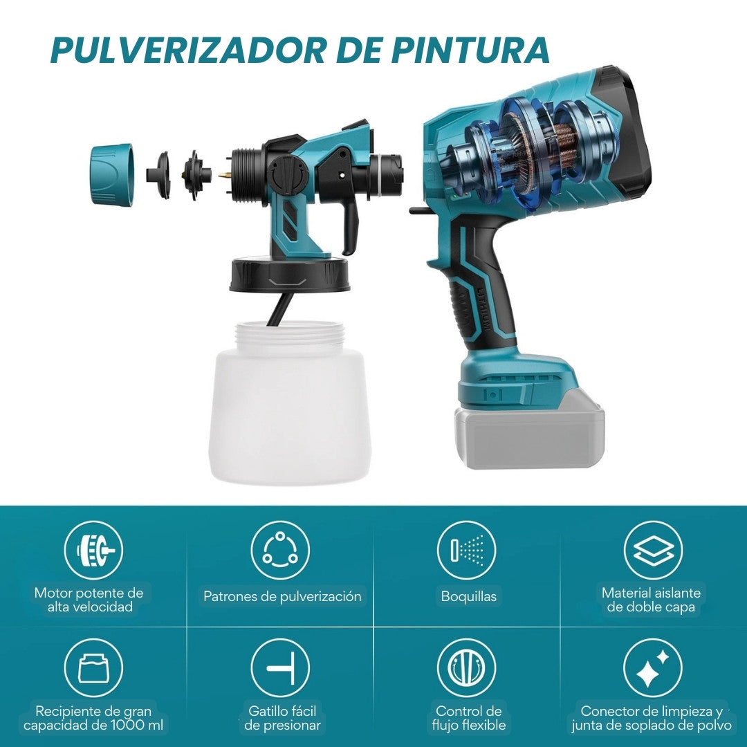 PULVERIZADOR DE PINTURA INALAMBRICO DOBLE BATERIA 48V