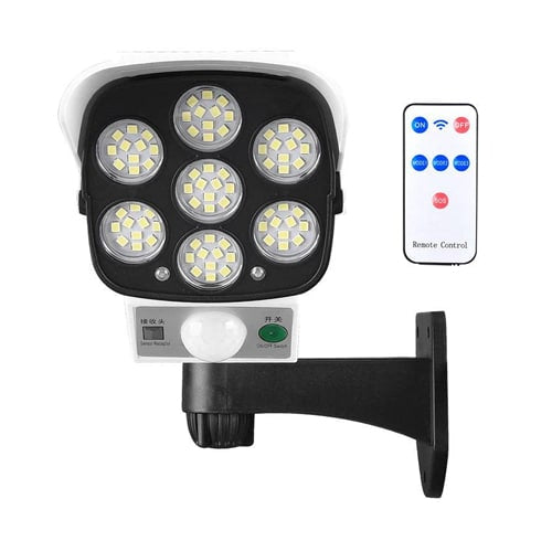 LAMPARA SOLAR CON SENSOR DE MOVIMIENTO TIPO CAMARA 8W - 77 LEDS