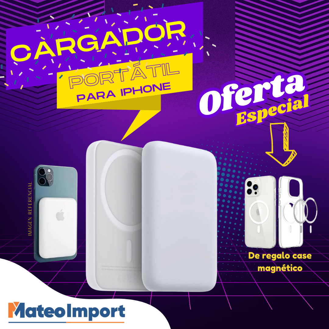 CARGADOR PORTATIL PARA IPHONE + CASE MAGNETICO